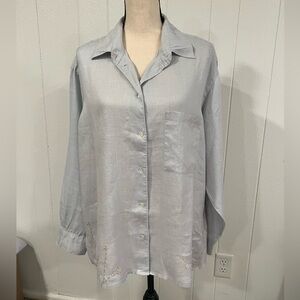 DKNYC Light Gray Button-Down 100% linen Shirt